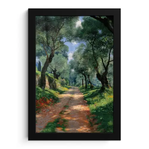 Pad - Bomen - Schaduw - fotolijst zwart zonder passe partout klein -3d