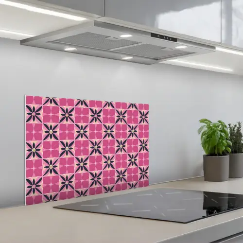 Patroon - Bloemmotief - Meerkleurig keuken achterwand spatscherm klein 900 -3d_schuin