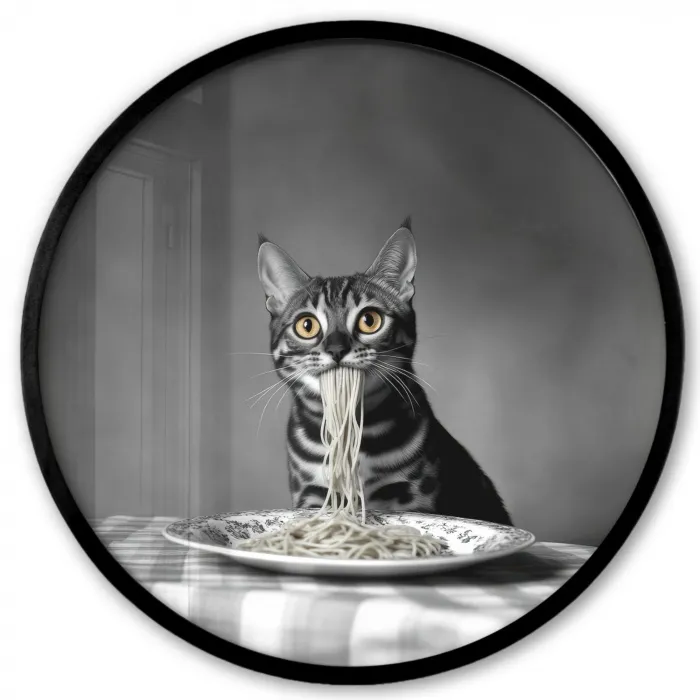 Bengaal - Kat - Tafelkleed - Zwart - Wit - Dier Fotolijst rond zonder passe partout klein -3d
