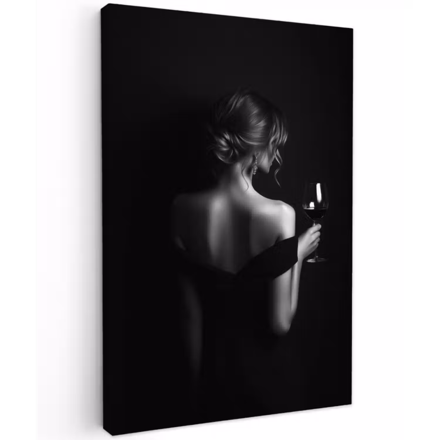 Leinwandbild - Frau - Wein - Kleid