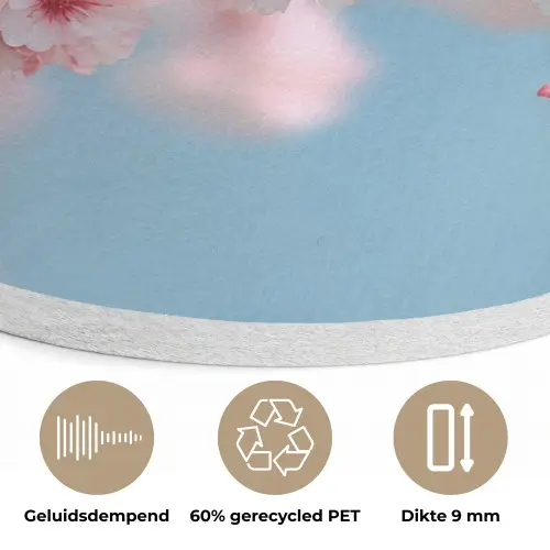 Takken - Bloesems - Roze Akoestische PET Vilt - Rond klein -closeup_NL