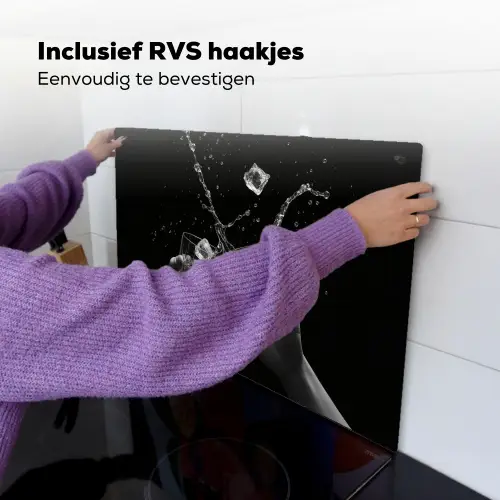 Whickyglazen - Ijs - Spetters - Zwart Inductie beschemer met haakjes klein -ky-ophangen-nl