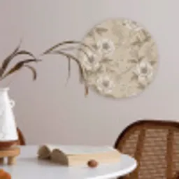 Bloemen - Patroon - Beige Akoestische PET Vilt - Rond klein -sfeer3
