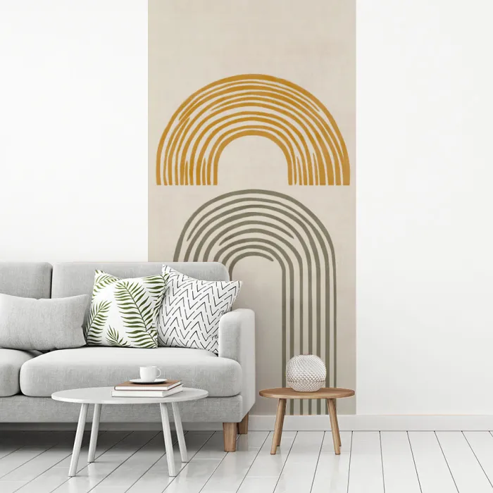 Bogen - Lijnen - Oranje - Minimalistisch fotobehang vinyl groot -woonkamer
