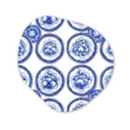 Cirkels - Bloemen - Blauw Wandcirkel Organisch Aluminium middel 851 -3d