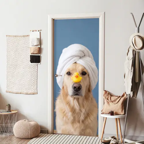 Hond - Badeend - Geel deurposter klein -sfeer6