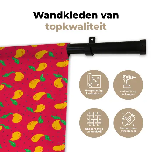 Roze - Mango - Blauwe - Streepjes Wandkleed katoen klein 269 -sfeer2