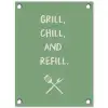 Grill - Groen - Zomer - Quote tuinposter los doek klein -3d