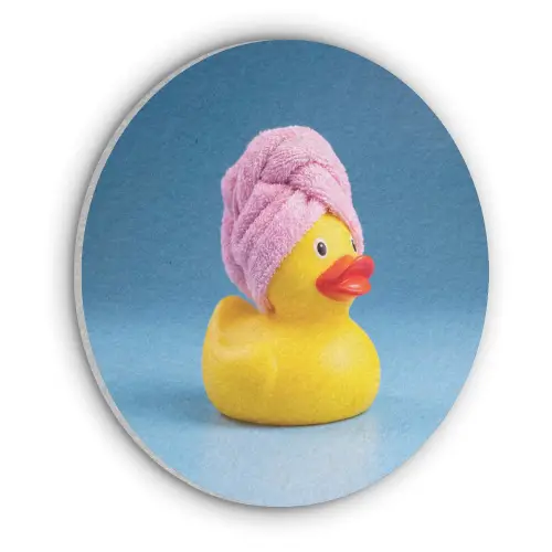 Badeend - Handdoek - Blauw Akoestische PET Vilt - Rond klein -3d