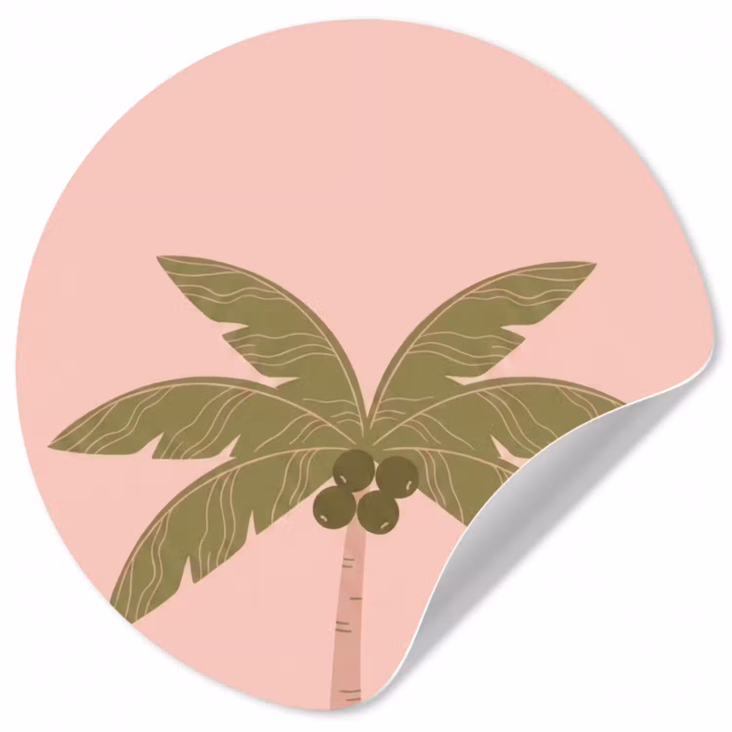 Behangcirkel - Boom - Palm - Natuur - Illustratie - Roze