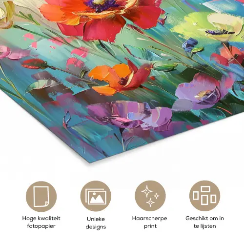 Bloemen - Kleurrijk - Waterverf - Natuur - Zomer poster papier klein -closeup_NL