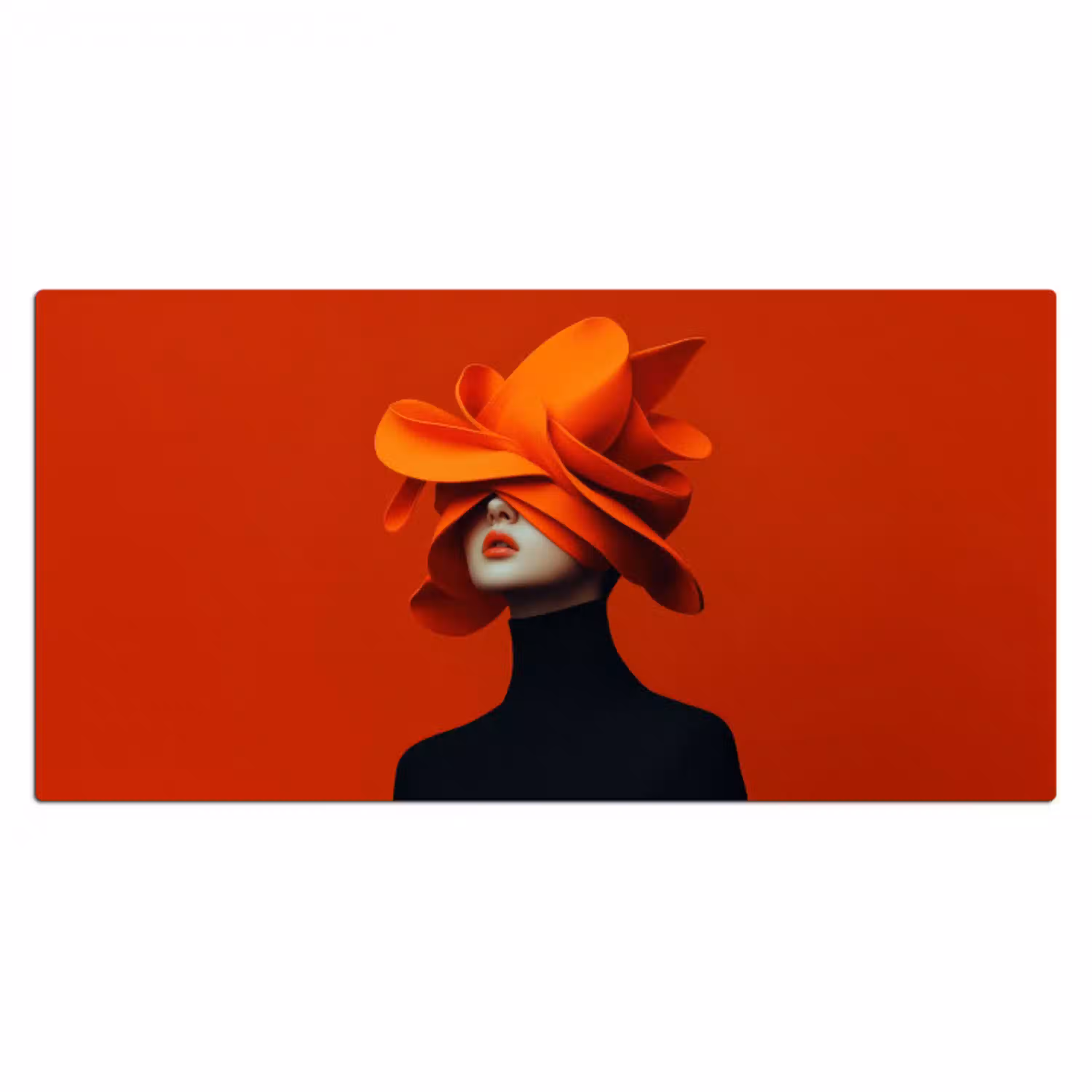 Oranje - Hoed - Vrouw Muismat XXL klein -3d_leeg