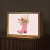 Cowboylaarzen - Roze - Boeket - Bloemen Light Box met kabel (Tafellamp) klein -z3d_website