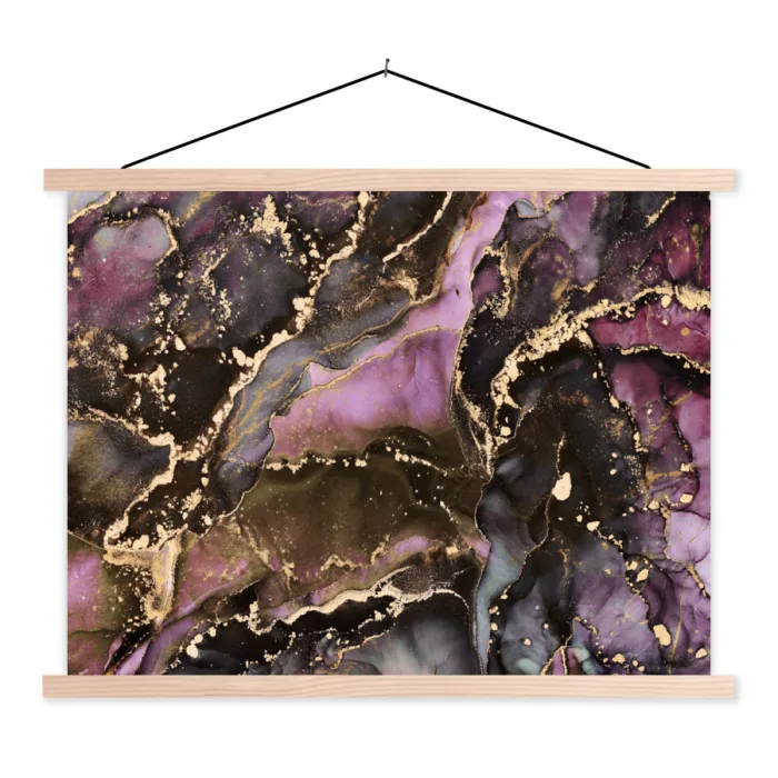Marmer - Gold - Steen - Abstract textielposter latten blank klein -3d