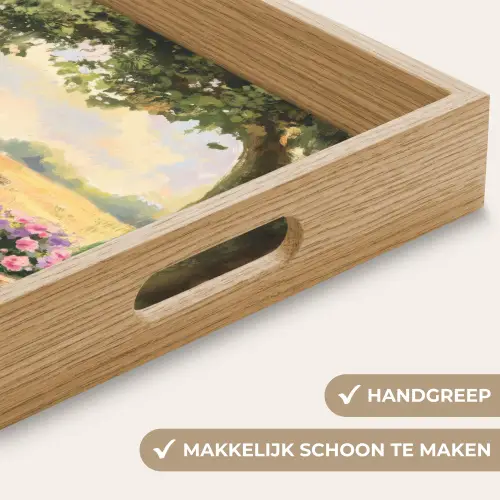 Houten bankje - Bloempotten - Landschap Dienblad Rechthoek middel -USP_HandgreepNL