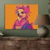 Kimono - Hondje - Bloemenkroon - Oranje PET vilt klein -sfeer2