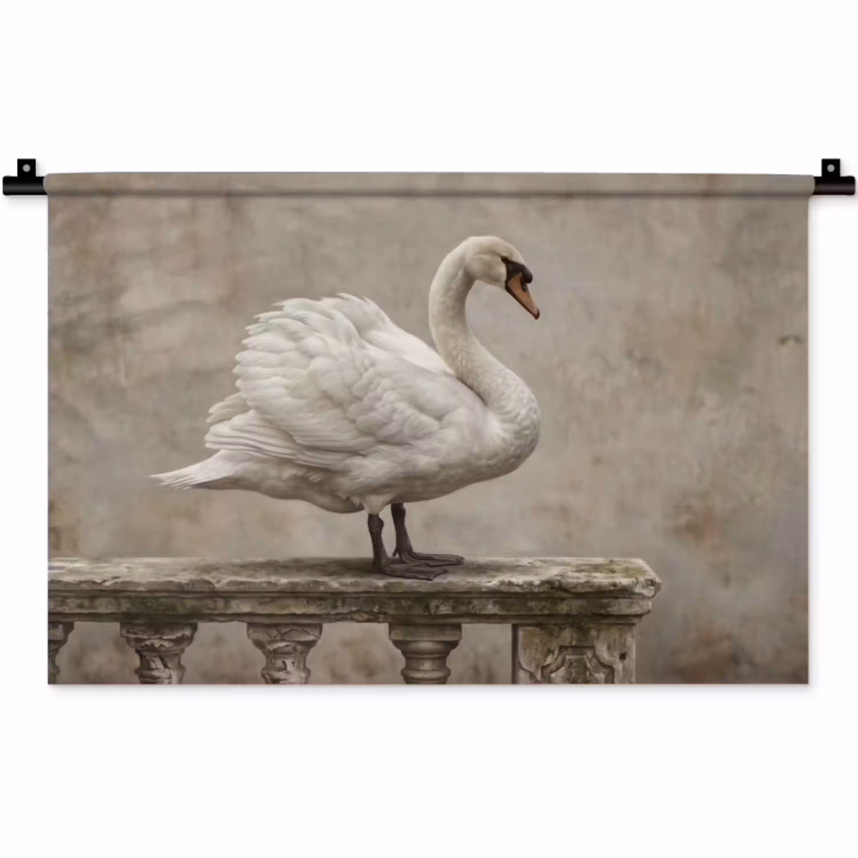 Zwaan - Elegant - Dieren - Wit Wandkleed katoen klein -zz3d