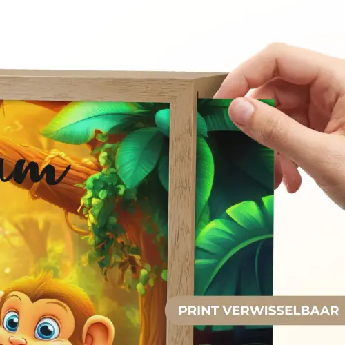 Olifant - Appje - Jungle - Kleurrijk Light Box met batterij (Wandlamp kind) middel -USP_websiteprintNL