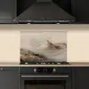 Berglandschap - Mist  - Penseelstreken keuken achterwand spatscherm klein -sfeer1
