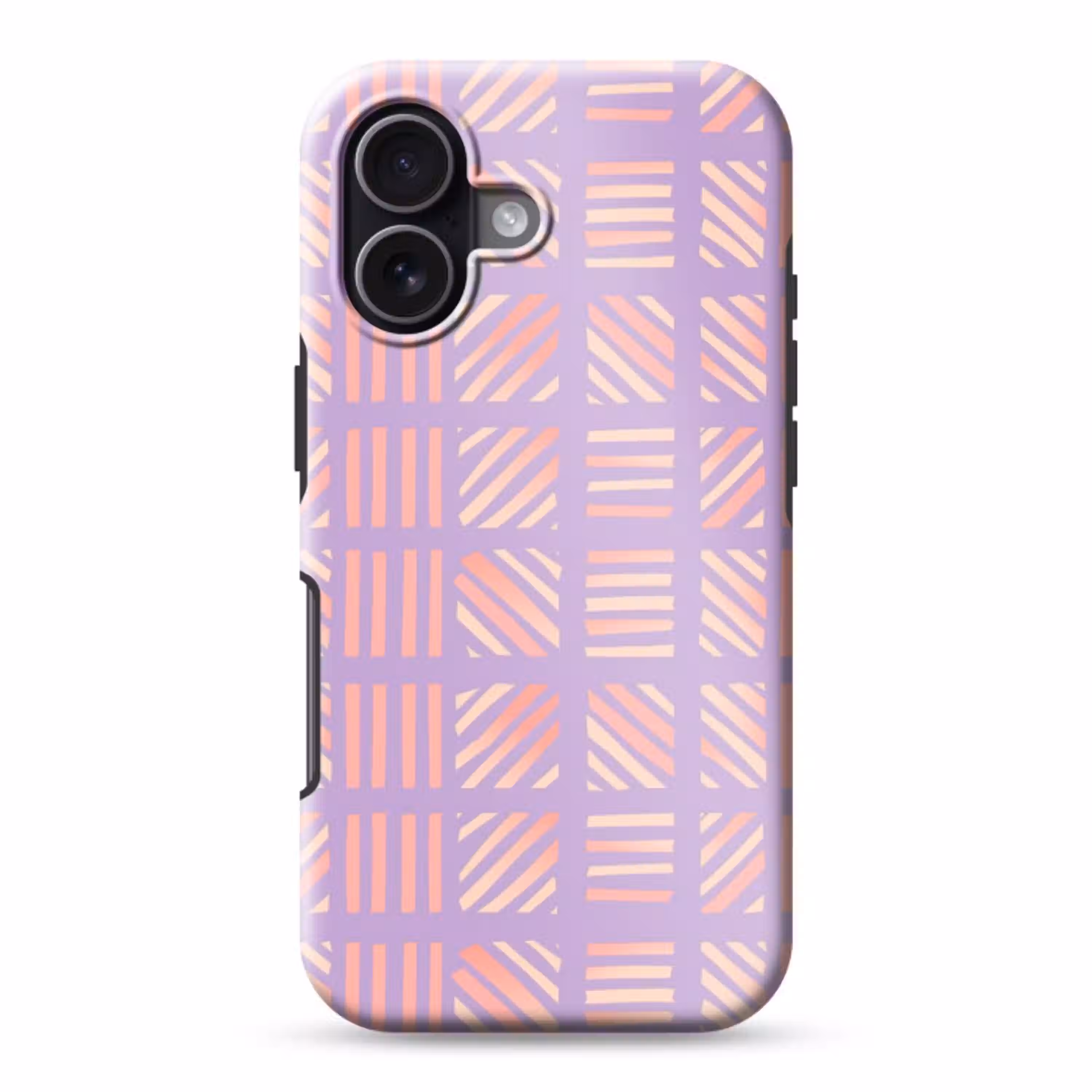 Paars - Roze - Geometrisch - Strepen - Blokken - Patroon Toughcase MagSafe Apple iPhone 17 klein 1017 -3d