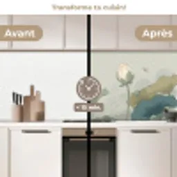 Lotus - Bloemen - Groen keuken achterwand 2 middel -voor-na2_FR
