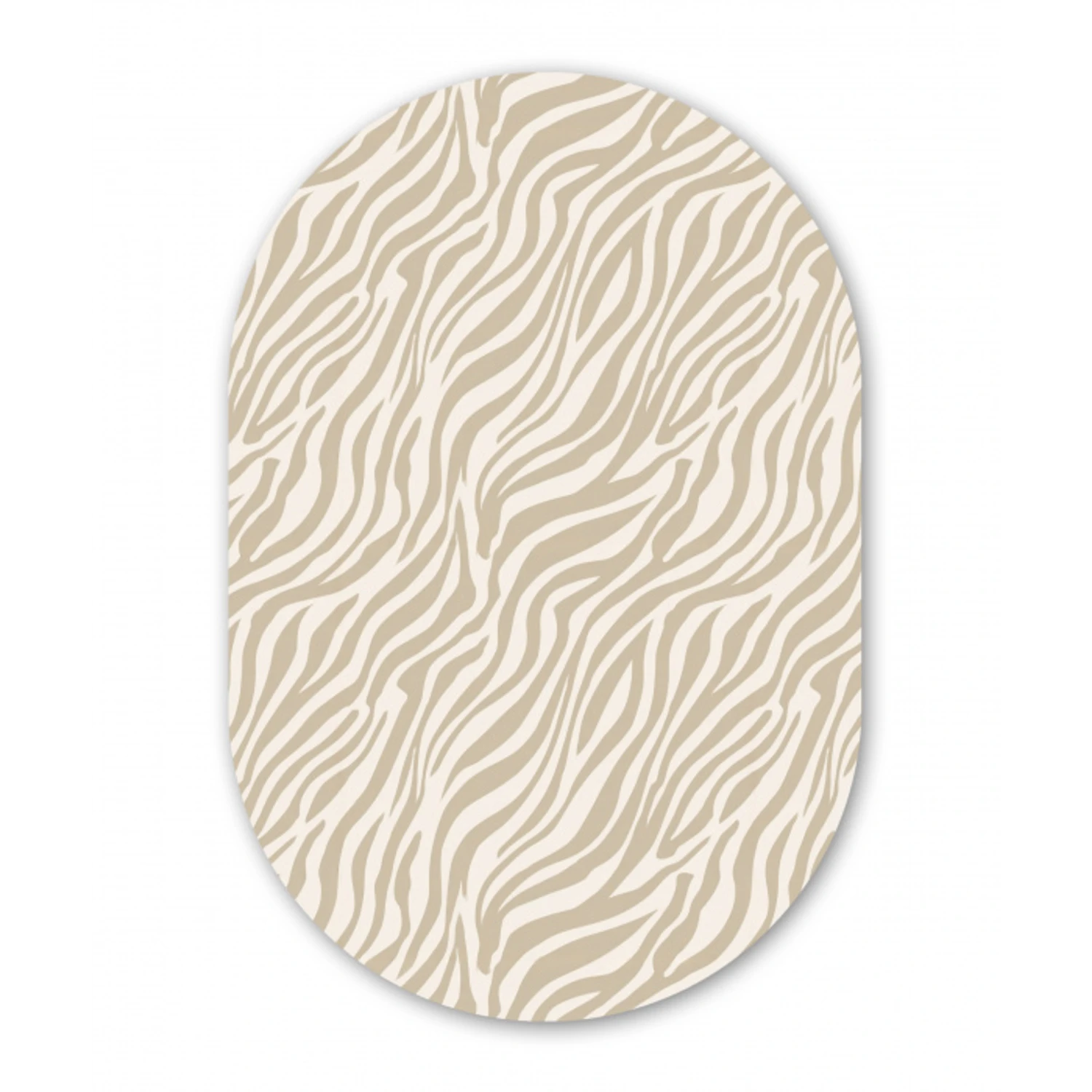 Zebra - Patroon - Beige Wandcirkel Ovaal Forex klein 630 -3d