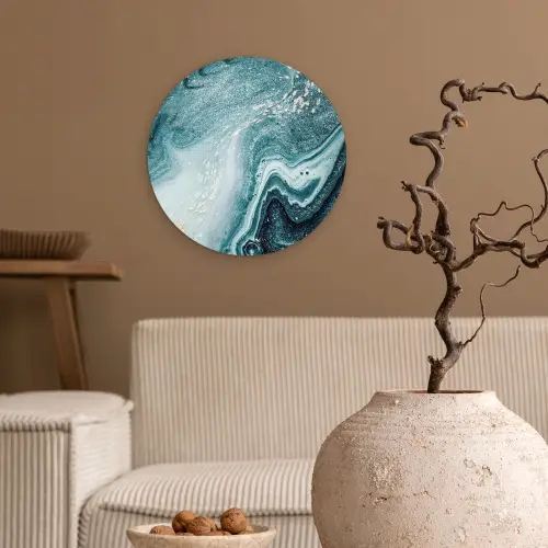 Edelstenen - Blauw - Natuur - Marmer - Abstract Wandcirkel kunststof plaat 5mm dik klein -sfeer1