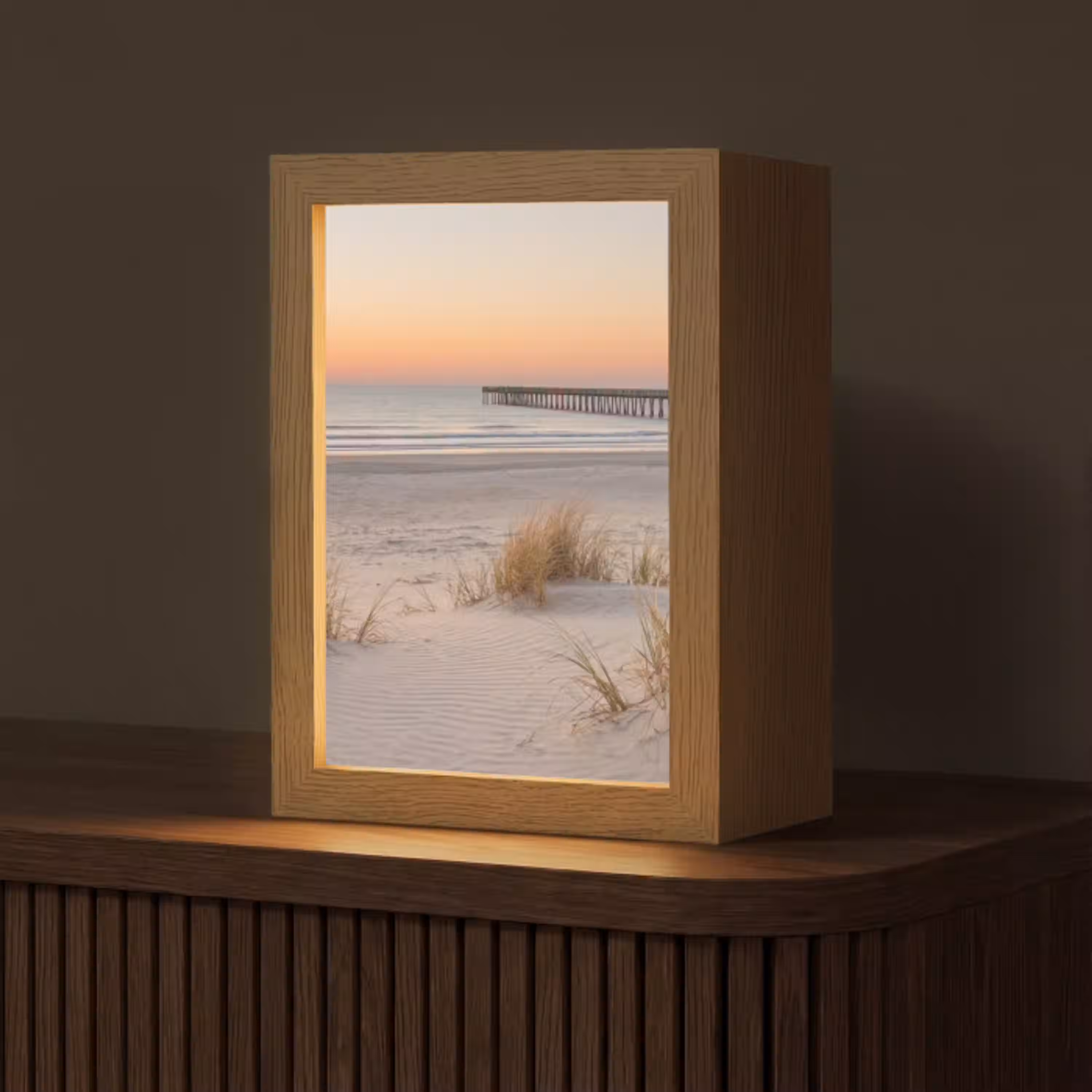 Pier - Zonsondergang - Strand Light Box met kabel (Tafellamp) klein -z3d_website