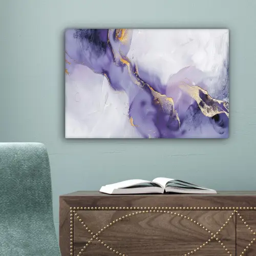 Paars - Modern - Marmer - Abstract canvas 2cm klein -sfeer4