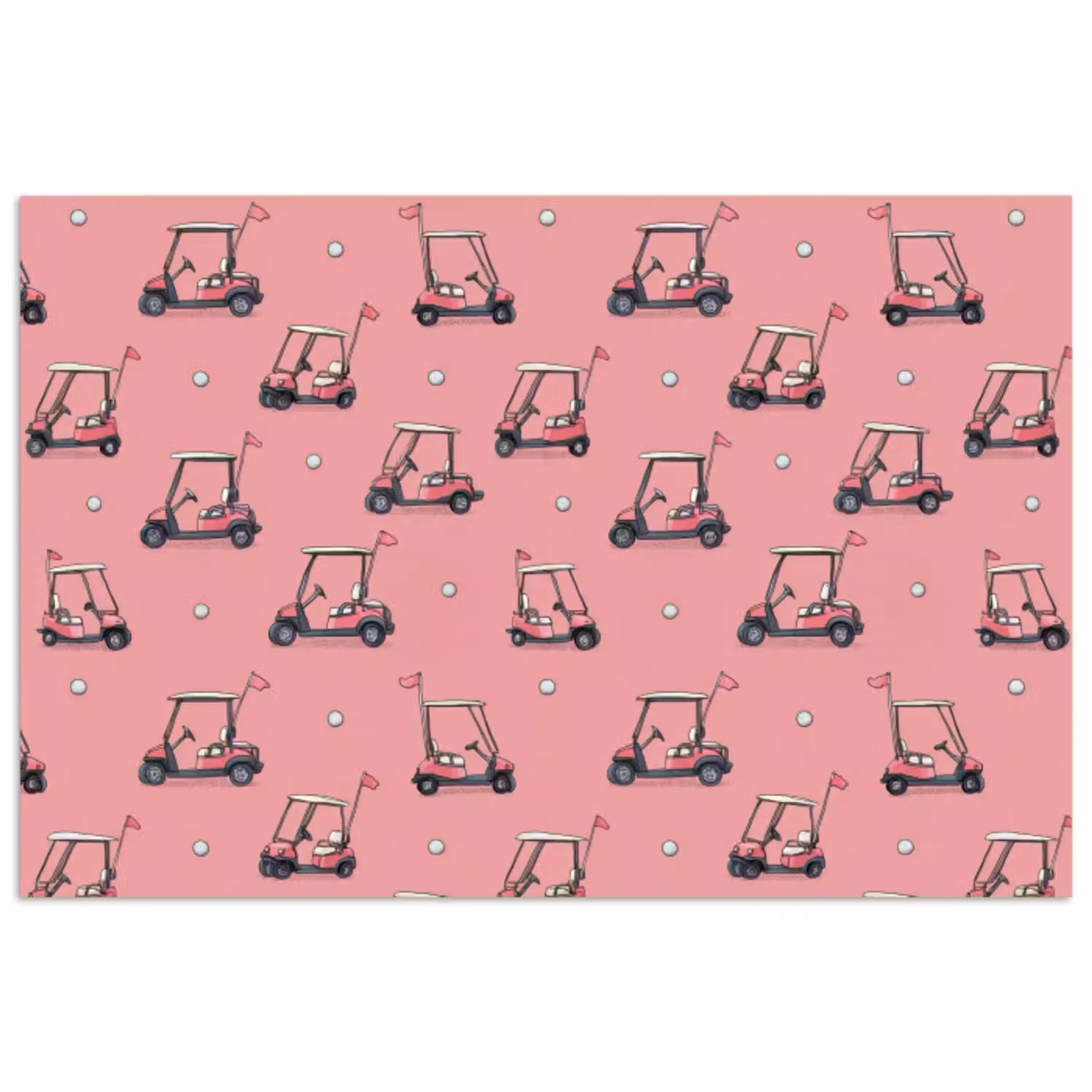 Golfkar - Retro - Roze poster papier klein 62 -3d