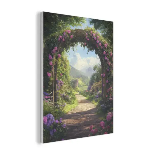Doorkijk - Rozenboog - Uitzicht - Landschap - Bloemen PET vilt klein -3d