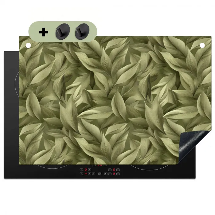 Bladeren - Modern - Groen Inductie beschemer met haakjes klein 777 -3d