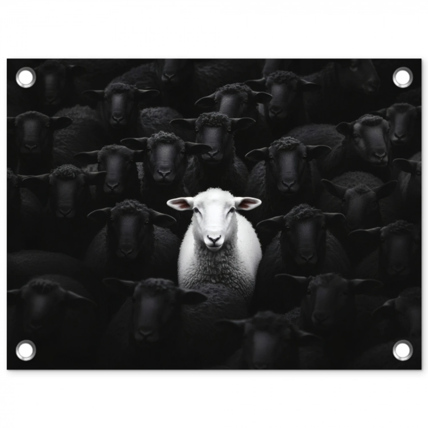 Schapen - Wit - Duisternis tuinposter los doek klein -3d