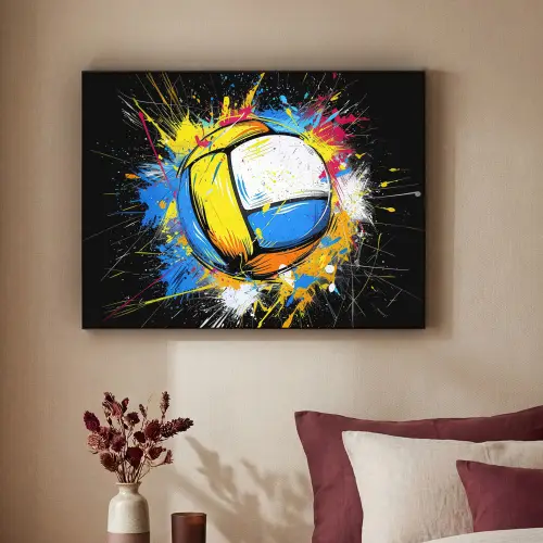 Graffiti - Sport - Volleybal - Bal Textielframe zwart klein -sfeer1