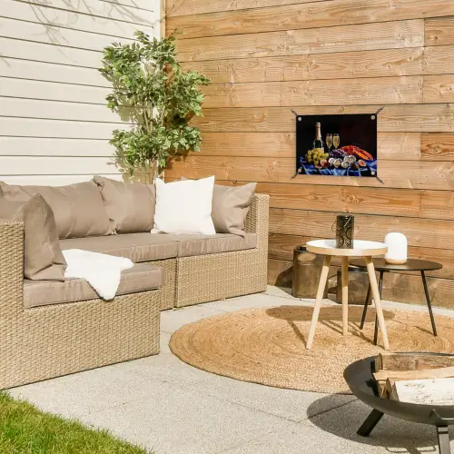 Champagne - Luxe - Oesters tuinposter los doek klein -sfeer4