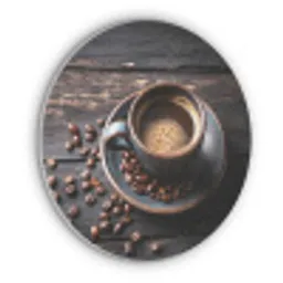Kop - Koffie - Hout - Bonen Akoestische PET Vilt - Rond klein -3d