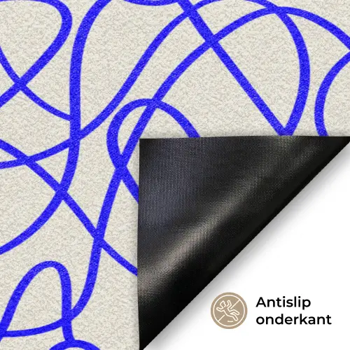 Patronen - Beige - Blauw - Lijnen Deurmat klein 898 -antislip_NL