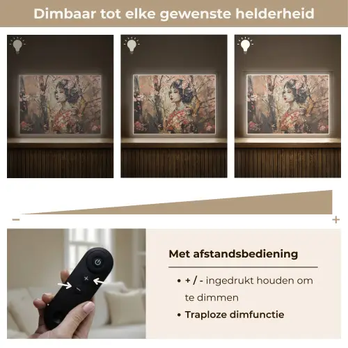 Kimono - Vrouw - kersenbomen Light Box met batterij (Wandlamp) middel -USP_dimbaarNL