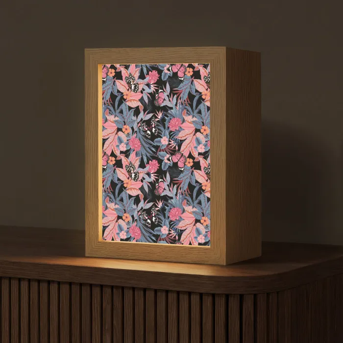 Zomer - Vlinder - Zwart - Roze Light Box met kabel (Tafellamp) klein 925 -z3d_website