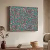 Spat - Abstract - Oranje - Groen Textielframe zwart klein 947 -sfeer3