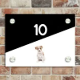 Zwart wit - Huisdier - Jack Russel Naambord Rechthoek middel -sfeer3