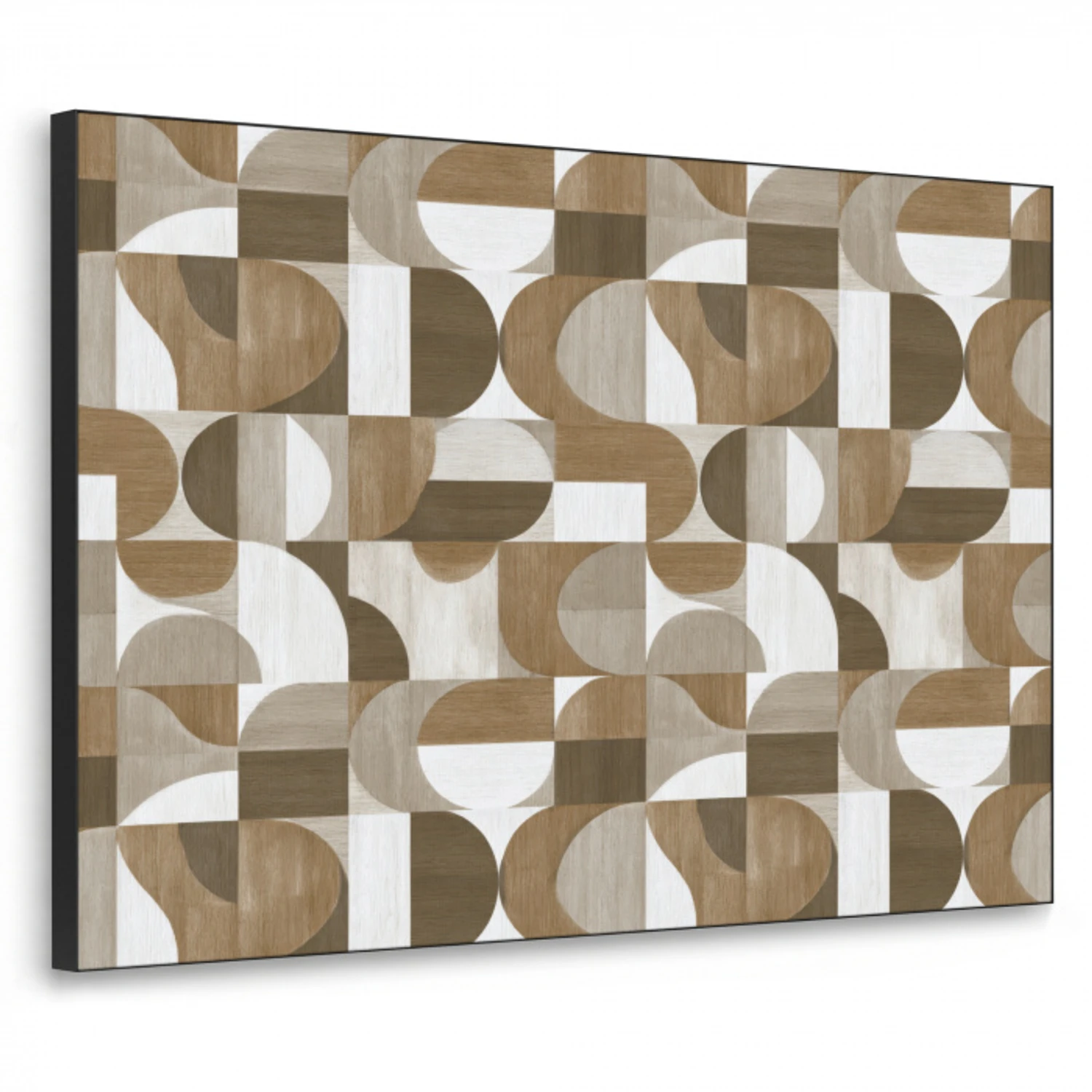 Abstract - Retro - Bruin Textielframe zwart klein 947 -3d