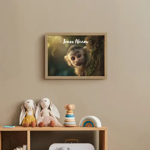 Aap - Boomstronk - Bruin Light Box met batterij (Wandlamp kind) middel -sfeer2_kind