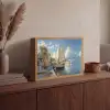 Zeilschip - Huizen - Kade - Zee Light Box met batterij (Wandlamp) middel -sfeer2