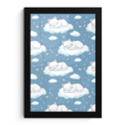 Kitten - Wolken - Blauw fotolijst zwart zonder passe partout klein 224 -3d