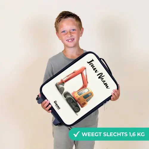 Graafmachine - Getekend - Oranje Kinderkoffer - Zwart klein -sfeer4_NL
