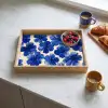 Bloemen - Blauw -Patroon - Wit Dienblad Rechthoek middel -sfeer2
