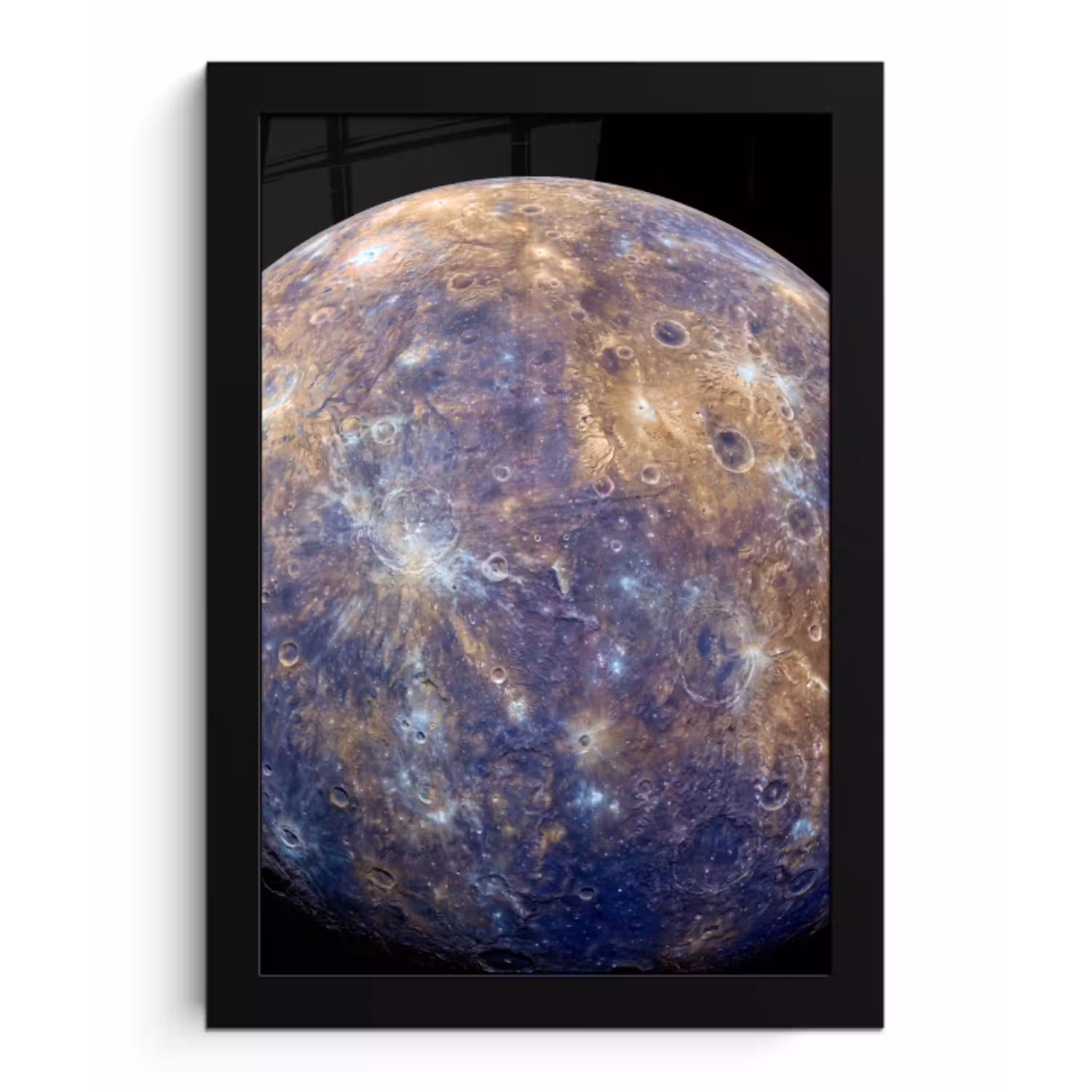 Planeet - Kraters - Ruimte fotolijst zwart zonder passe partout klein -3d