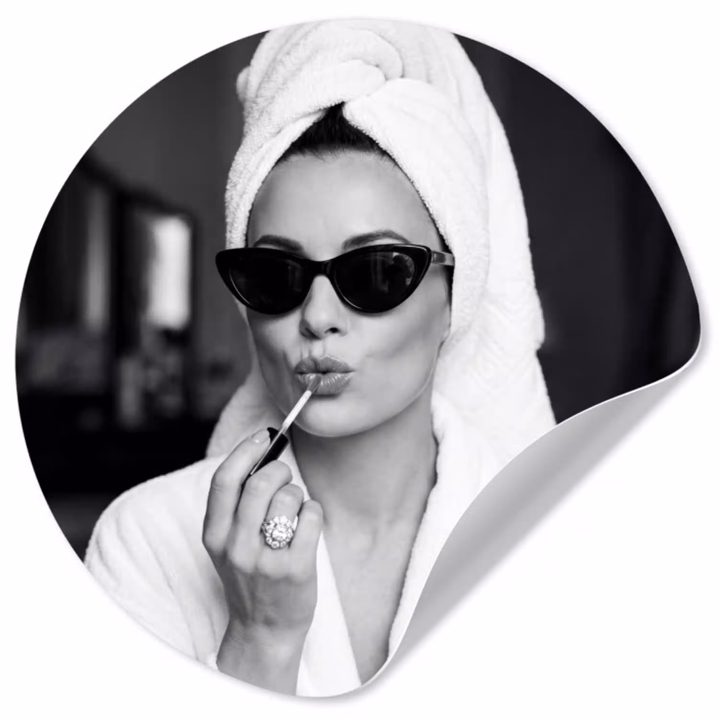 Zonnebril - Vrouw - Zwart - Wit Wandcirkel behangsticker klein -3d
