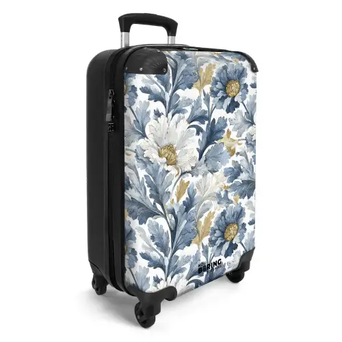 Barok bloemen patroon blauw NBS - Handbagage koffer - Volwassenen Unisex middel -productfoto_3d